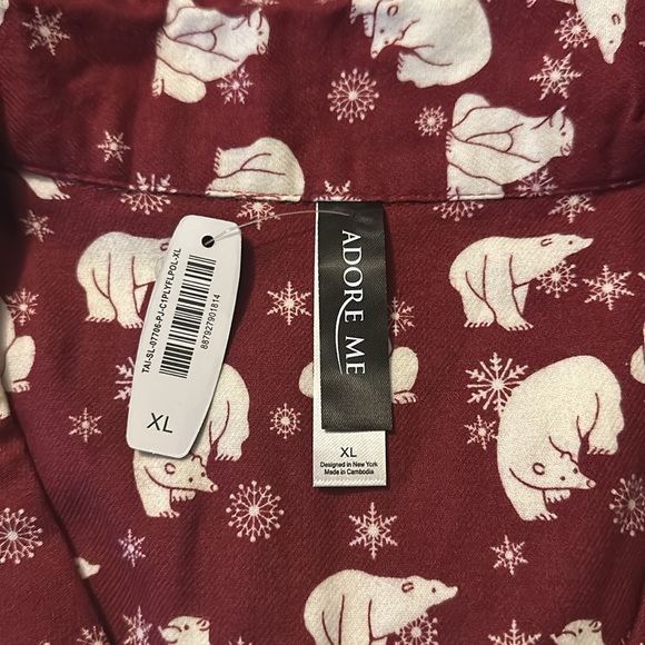 NWT | ADORE ME Women's Burgundy Pajama Top w Polar Bears XL - Picture 5 of 5